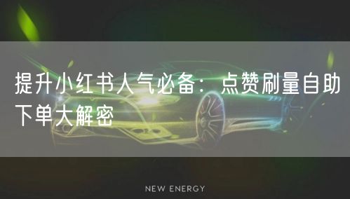 提升小红书人气必备：点赞刷量自助下单大解密